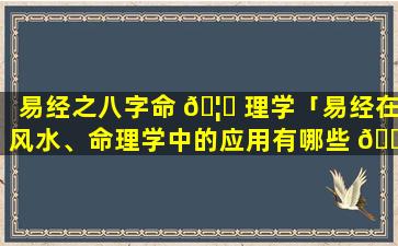 易经之八字命 🦈 理学「易经在风水、命理学中的应用有哪些 🌺 」